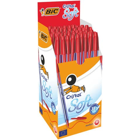 Penna a sfera BIC Cristal Soft 1,2 mm rosso conf. 50 pezzi - 9185201